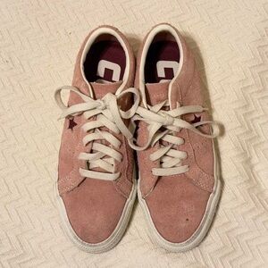 Converse Pink Leather Sneakers with White Accents